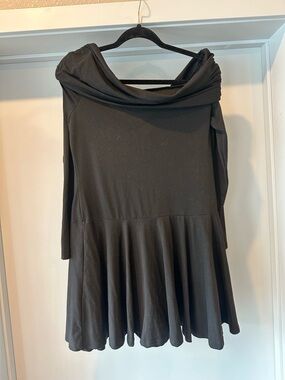 SHEIN Black Long Sleeve Fit-and-Flare Dress